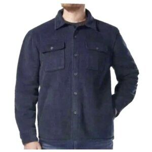 Rugged Elements New Men's Sherpa Lined Button Front Blue Utility Shirt Jacket